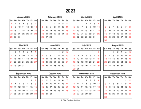 2023 calendar