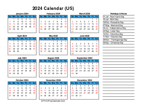 2024 USA Calendars