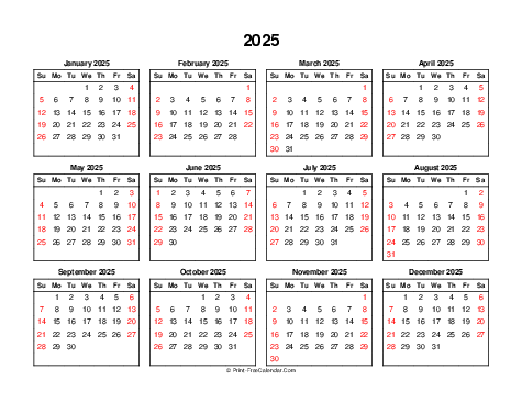 2025 calendar