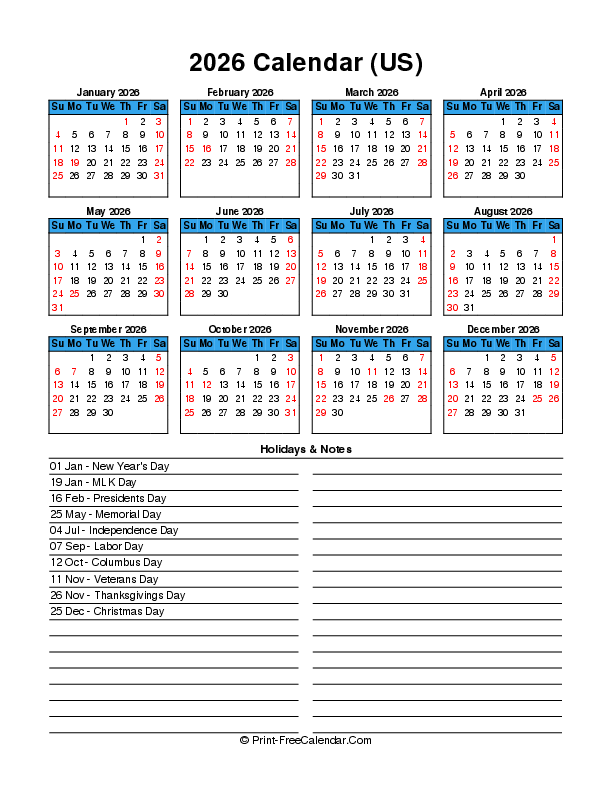 2026 USA Calendars With Holidays In PDF WORD EXCEL 2026 USA Calendars With Holidays In PDF WORD EXCEL
