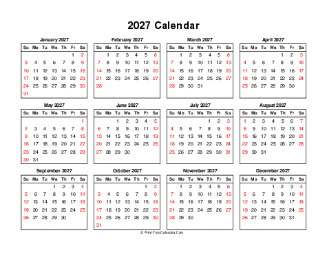 2027 calendar
