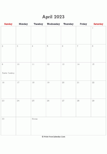 april 2023 calendar printable with holidays portrait layout