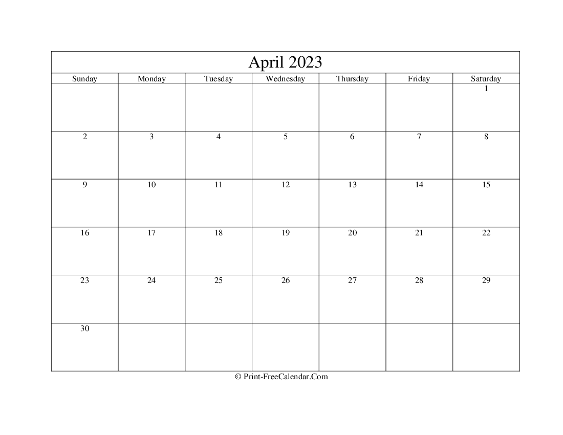 April 2023 Editable Calendar with Holidays