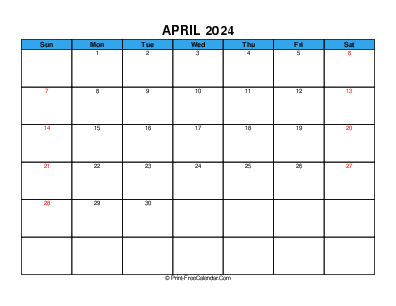 april 2024 calendar with usa holidays, weeks start on sunday, landscape