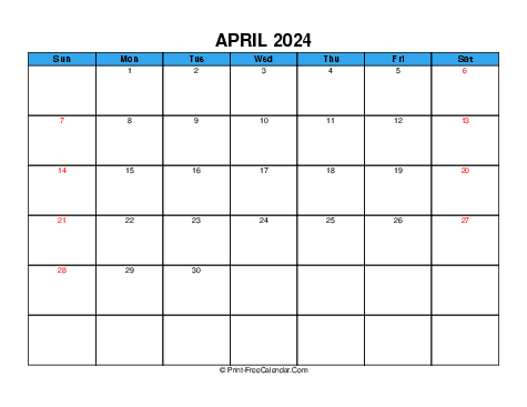 April 2024 USA Calendars