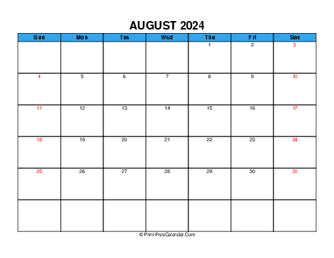 August 2024 USA Calendars