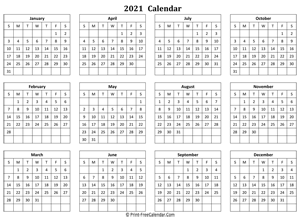 calendar yearly 2021 landscape