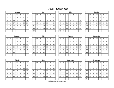calendar yearly 2023 landscape