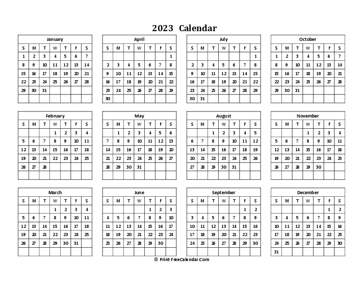 Calendar Yearly 2023, Landscape Layout