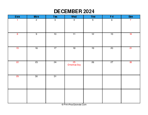 December 2024 USA Calendars