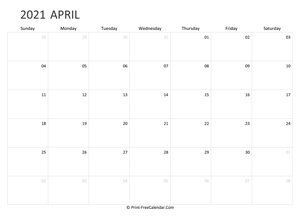 editable april calendar 2021 landscape layout