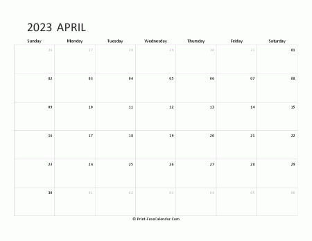 editable april calendar 2023 landscape layout