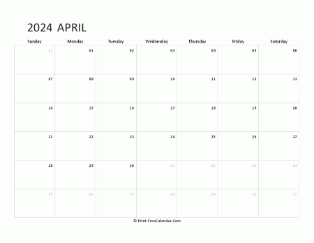 editable april calendar 2024 landscape layout