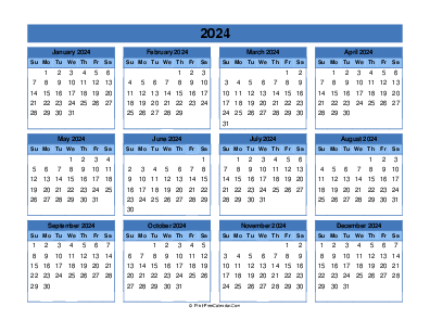 editable calendar 2024, weeks start on sunday, landscape
