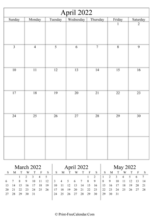 editable calendar april 2022 portrait layout