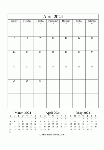 editable calendar april 2024 (portrait layout)