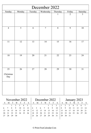 editable calendar december 2022 portrait layout