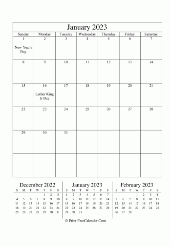 editable calendar january 2023 portrait layout