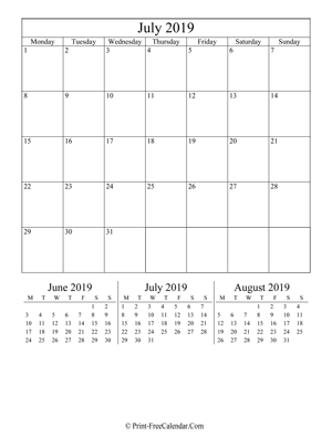editable calendar july 2019 portrait layout