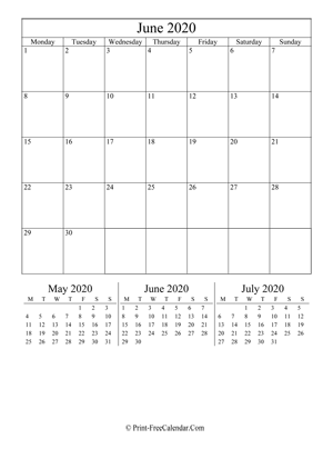 editable calendar june 2020 portrait layout