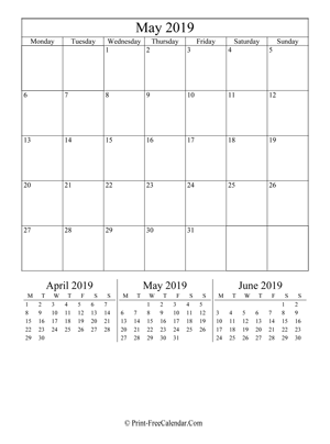 editable calendar may 2019 portrait layout
