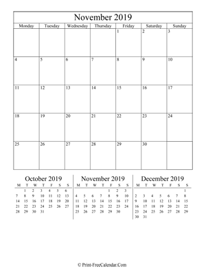 editable calendar november 2019 portrait layout