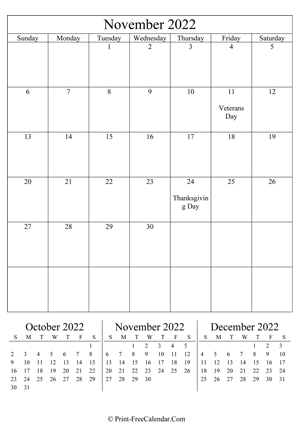 editable calendar november 2022 portrait layout