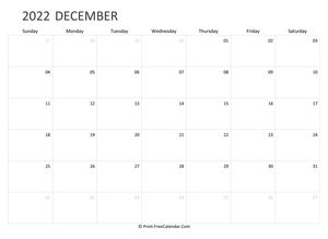 editable december calendar 2022 landscape layout