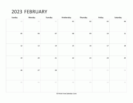 editable february calendar 2023 landscape layout