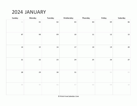 editable january calendar 2024 landscape layout