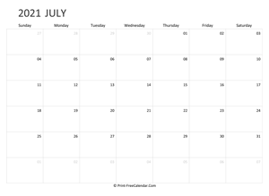 editable july calendar 2021 landscape layout
