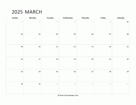 editable march calendar 2025 landscape layout