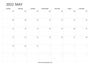 editable may calendar 2022 (landscape layout)
