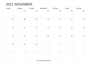 editable november calendar 2021 (landscape layout)