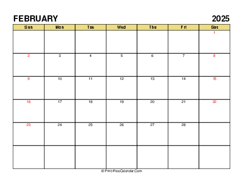 February 2025 UK Calendars