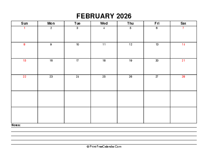 February 2026 Editable Calendar With Uk Bank Holidays Sunday Start, Landscape Layout