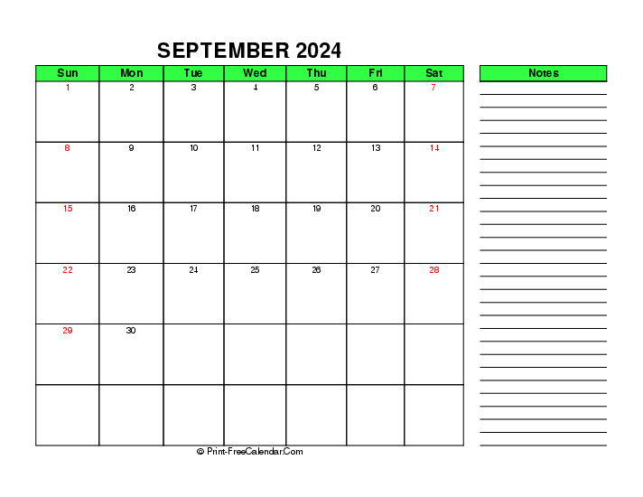 green september 2024 calendar with uk-bank holidays, week start on sunday, Landscape orientation