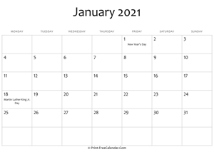 Print Free Calendar 2021
