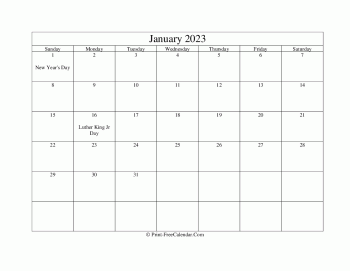 january 2023 editable calendar with holidays