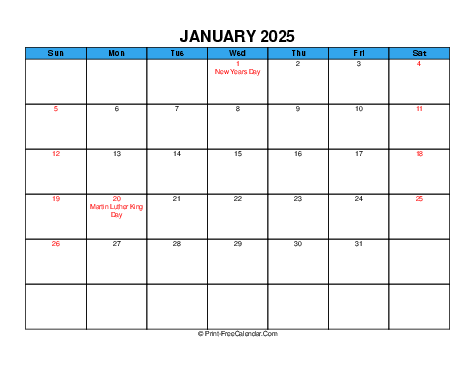 January 2025 USA Calendars