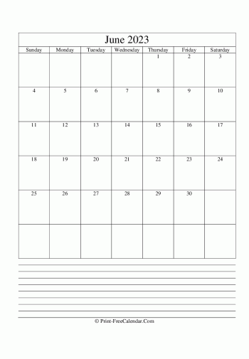 June 2023 Calendar Templates