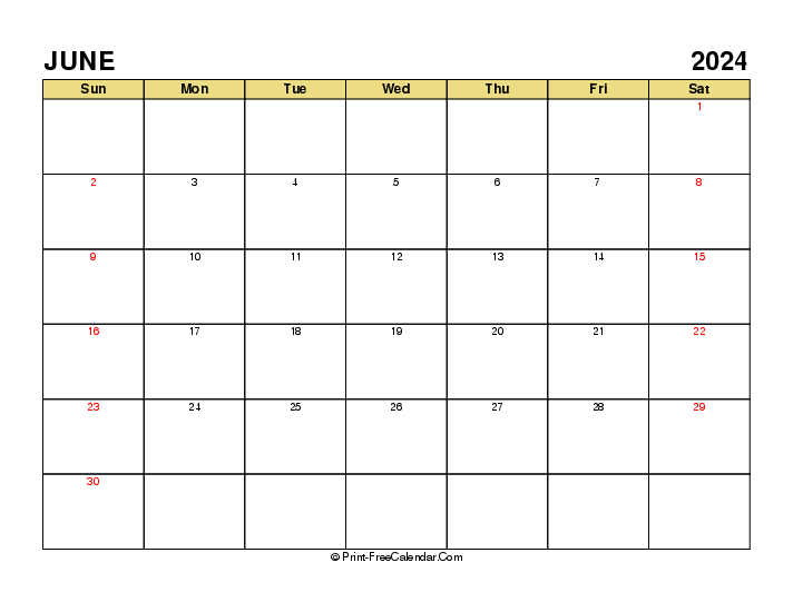june 2024 calendar with uk-bank holidays, week start on sunday, Landscape orientation