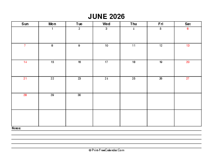 june 2026 editable calendar with uk-bank holidays, week start on sunday, Landscape orientation