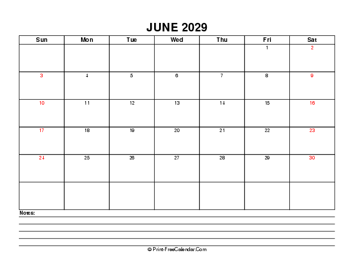 june 2029 editable calendar with uk-bank holidays, week start on sunday, Landscape orientation