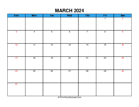 March 2024 USA Calendars