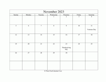november 2023 editable calendar with holidays