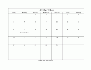 october 2024 editable calendar with holidays
