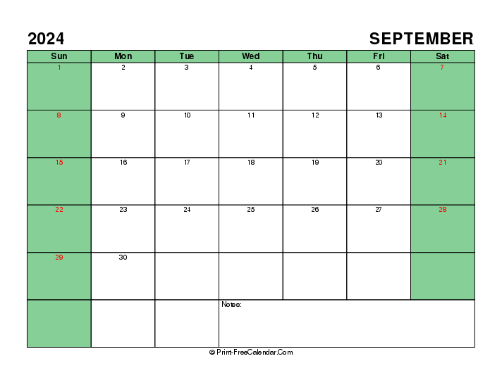 printable 2024 september calendar with uk-bank holidays, week start on sunday, Landscape orientation