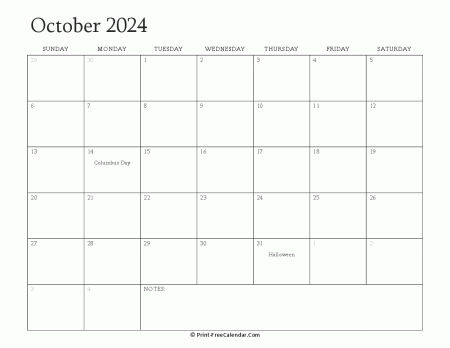 printable october calendar 2024 with holidays