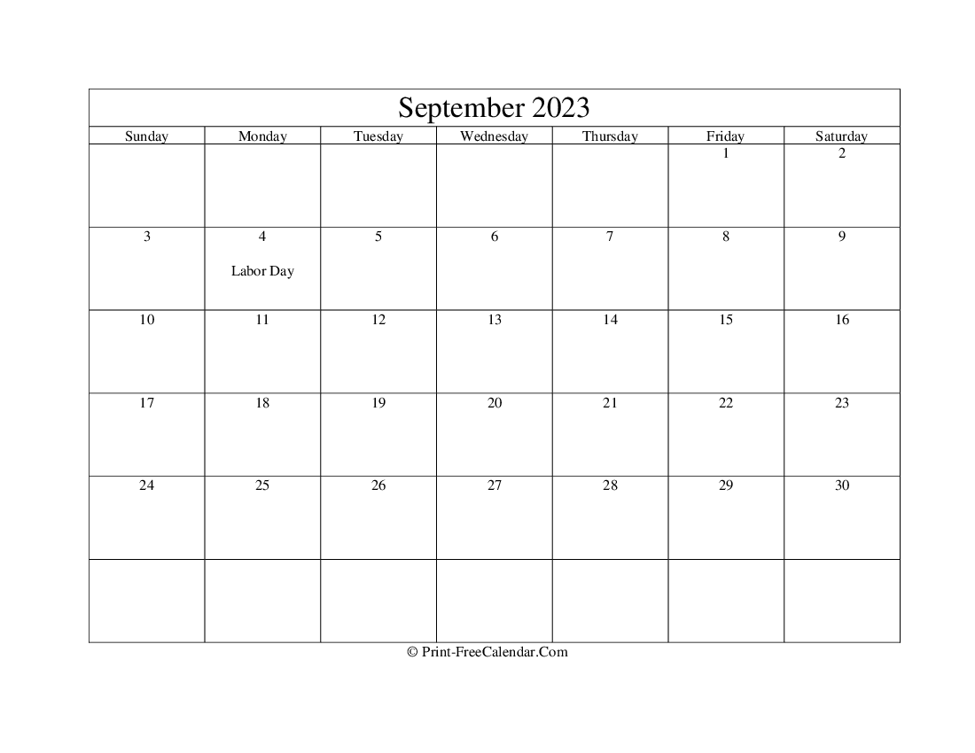 September 2023 Editable Calendar with Holidays